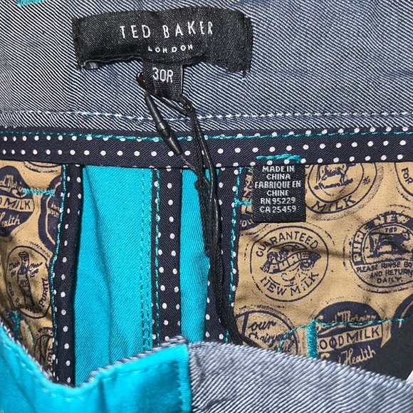 Ted Baker London Shorts Chino Style Slim Fit Seafoam Green Cotton Blend Size 30R - Picture 3 of 4